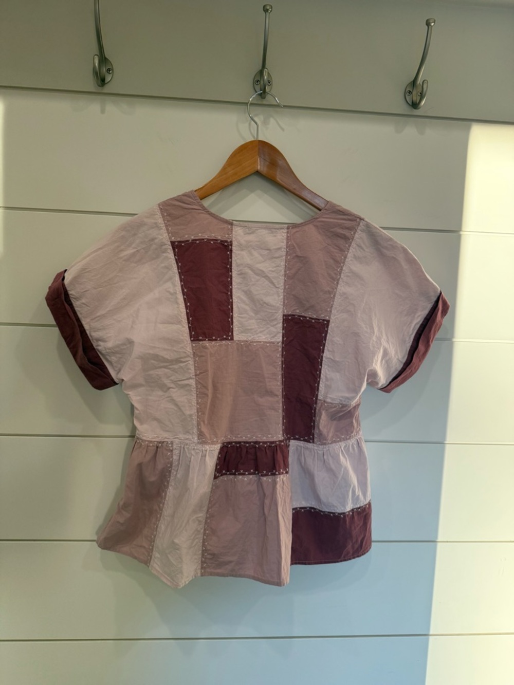 Madewell Signature Poplin Patchwork Peplum Top size 6 - Picture 4 of 9